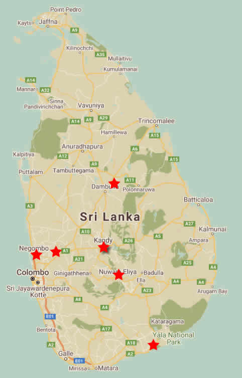 Sri Lanka Itinerary Map